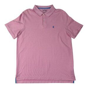 Izod Size L Men Advantage Performance Stretch Polo Shirt Pink Short Sleeve